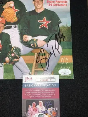 Autographed Houston Astros baseball poster with JSA certification from Deck Magazine featuring Jose Lima