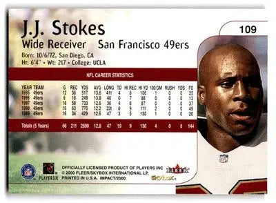 2000 Impact #109 J.J. Stokes - Football Card Single
