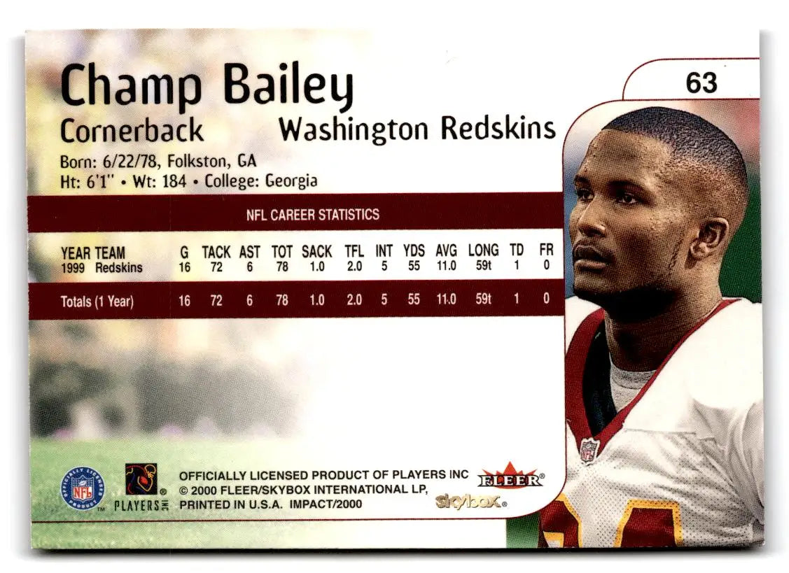 2000 Impact #63 Champ Bailey - Football Card Single