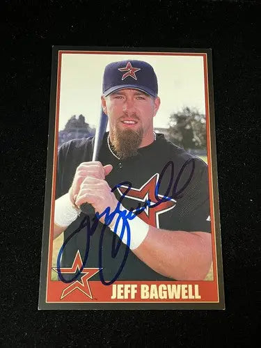 2000 Jeff Bagwell Auto Color Post Card 3x5 AUTO Houston Astros Team Issue JSA - Baseball Card Single
