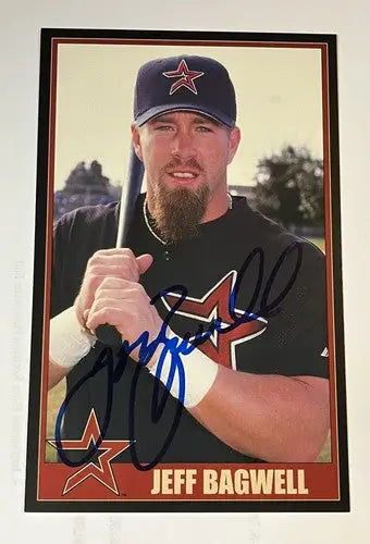 2000 Jeff Bagwell Auto Color Post Card 3x5 AUTO Houston Astros Team Issue JSA - Baseball Card Single