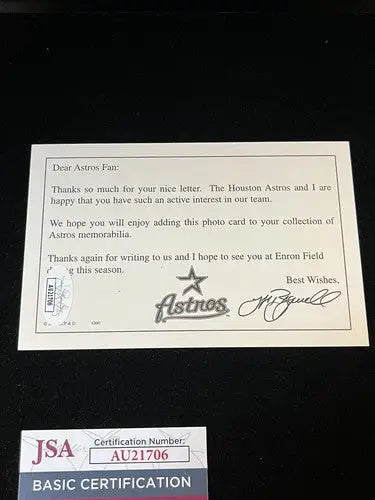 2000 Jeff Bagwell Auto Color Post Card 3x5 AUTO Houston Astros Team Issue JSA - Baseball Card Single