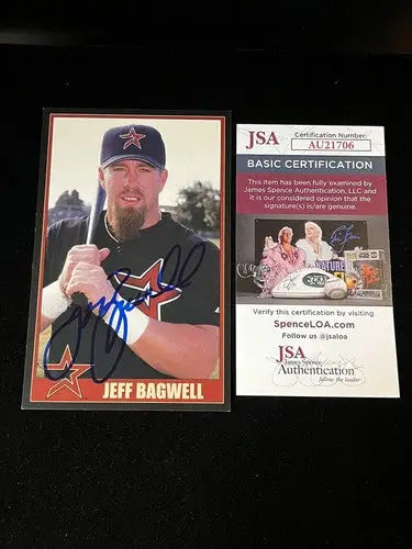 2000 Jeff Bagwell Auto Color Post Card 3x5 AUTO Houston Astros Team Issue JSA - Baseball Card Single