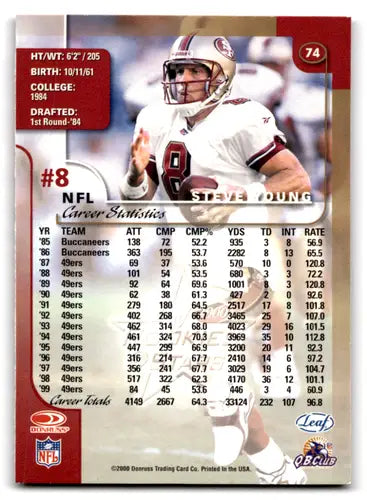 2000 Leaf Rookies and Stars #74 Steve Young EX Excellent 49ers ID:67978 - Football Card Single