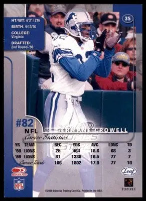 2000 Leaf Rookies & Stars Germane Crowell 35 Detroit Lions