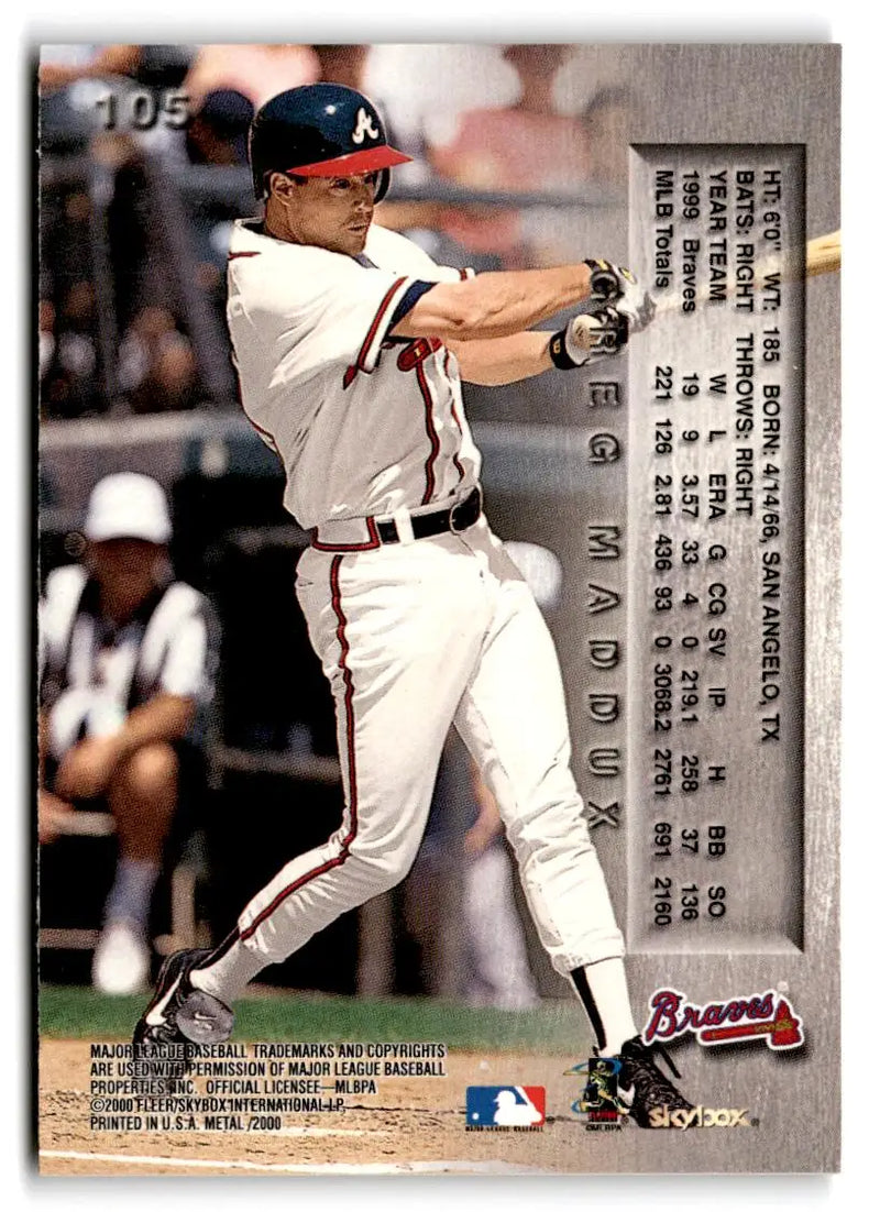 2000 Metal #105 Greg Maddux - Baseball Card Single