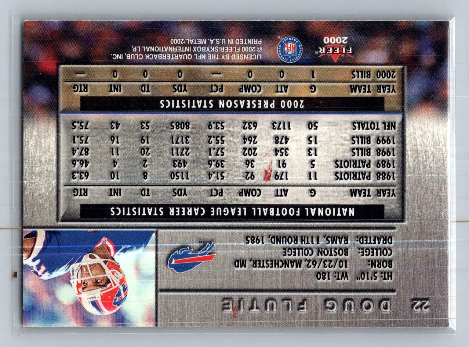 2000 Metal #22 Doug Flutie Buffalo Bills - Football Card Single