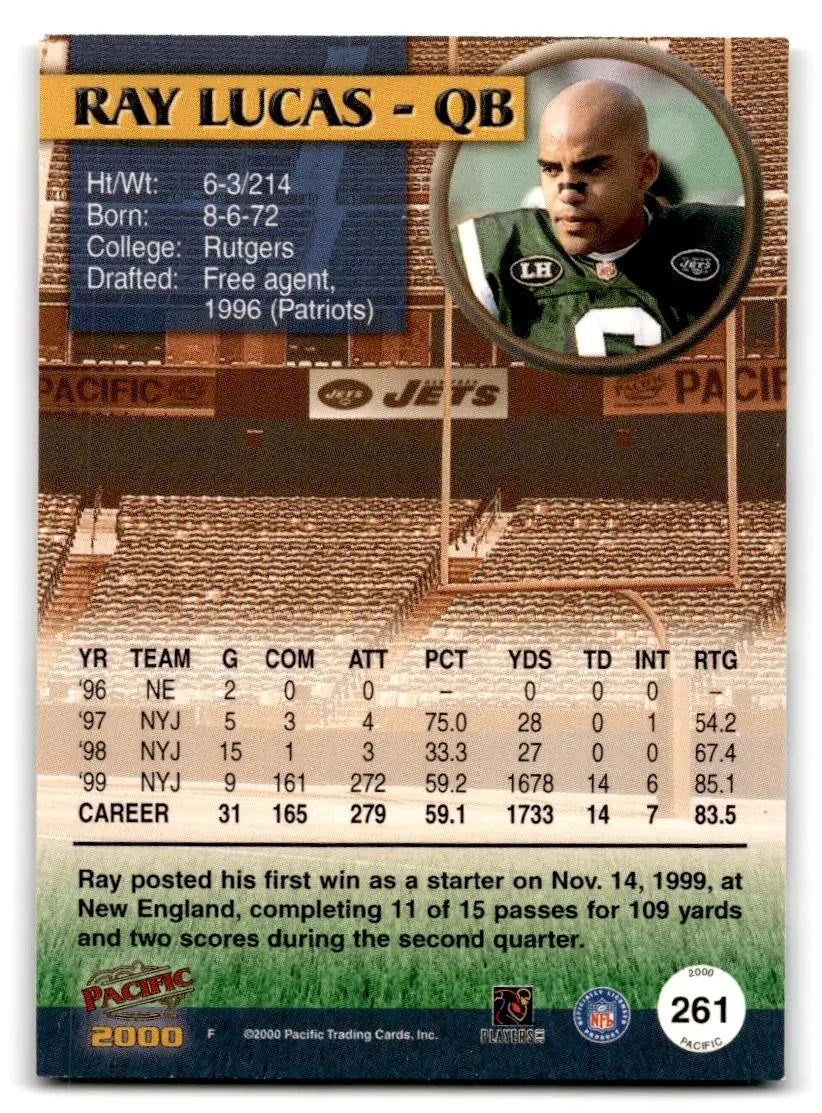 2000 Pacific #261 Ray Lucas - Football Card Single