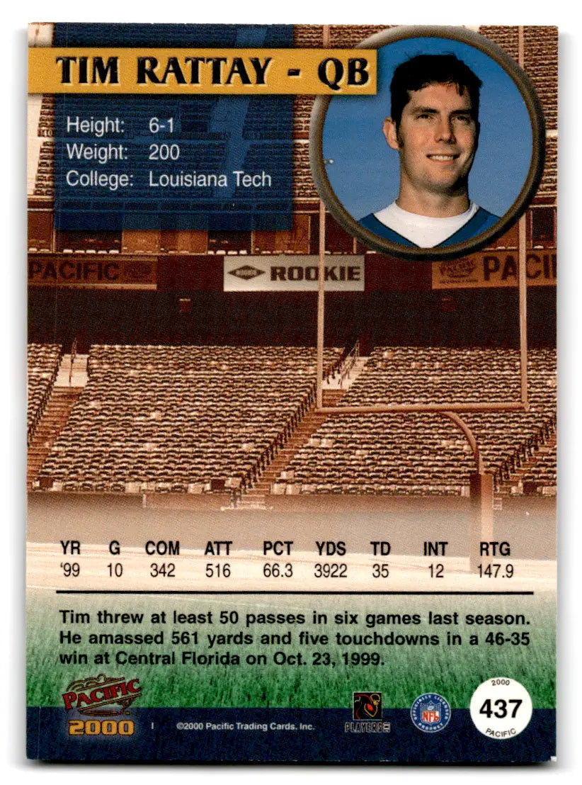 2000 Pacific - #437 Tim Rattay (RC) 49ers - Football Card Single