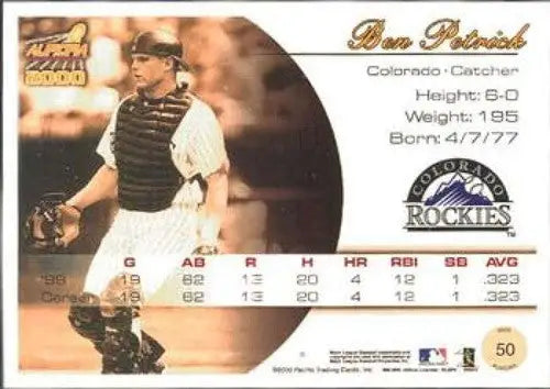 2000 Pacific Aurora #50 Ben Petrick NM-MT Rockies ID:58849 - Baseball Card Single