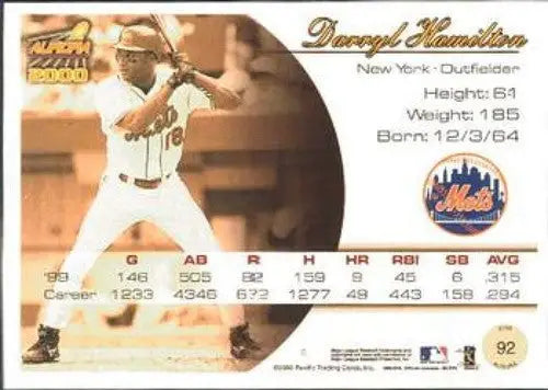 2000 Pacific Aurora #92 Darryl Hamilton NM-MT Mets ID:58847 - Baseball Card Single