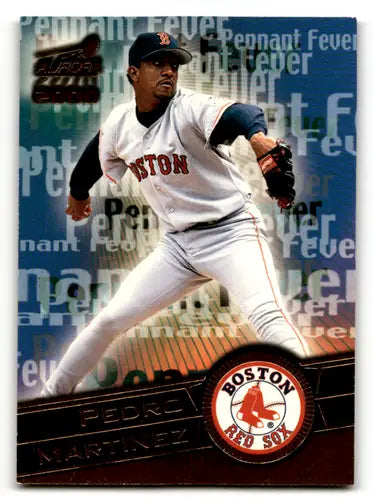 Original gloss Pacific Aurora Pennant Fever Pedro Martinez baseball card in red Sox edition