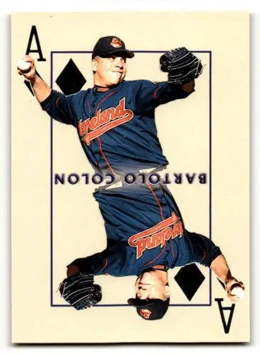Original gloss of Bartolo Colon Cleveland Indians baseball card from 2000 Pacific Invincible