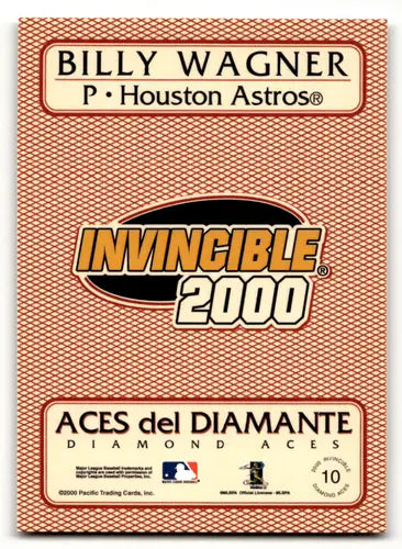 2000 Pacific Invincible Diamond Aces #10 Billy Wagner NM Near Mint Astr ID:58862 - Baseball Card Single