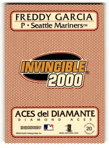 2000 Pacific Invincible Diamond Aces #20 Freddy Garcia NM Near Mint Mar ID:58866 - Baseball Card Single
