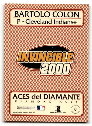 2000 Pacific Invincible Diamond Aces #8 Bartolo Colon EX/NM Indians ID:58860 - Baseball Card Single