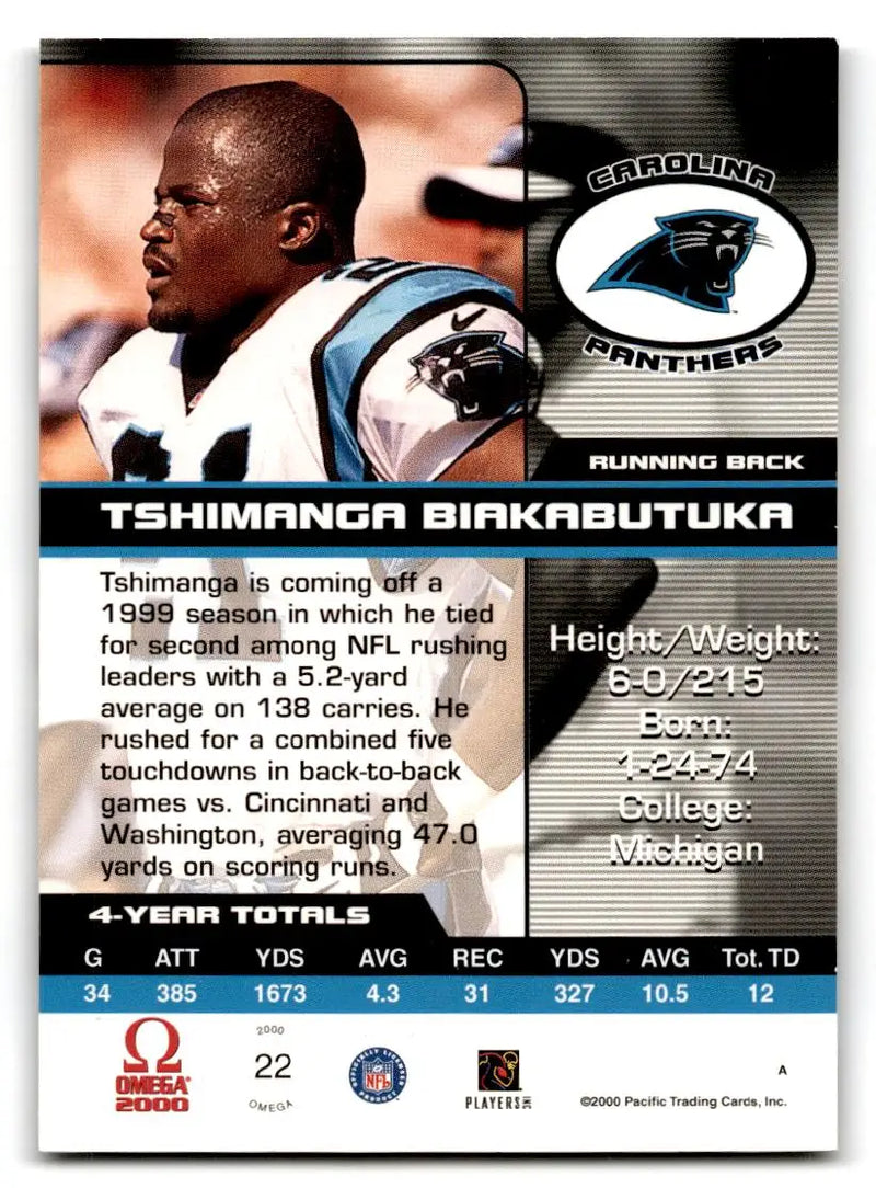 2000 Pacific Omega #22 Tim Biakabutuka - Football Card Single