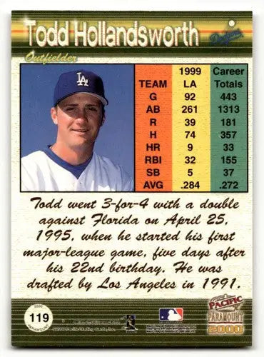 2000 Pacific Paramount #119 Todd Hollandsworth Los Angeles Dodgers B ID:63242 - Baseball Card Single