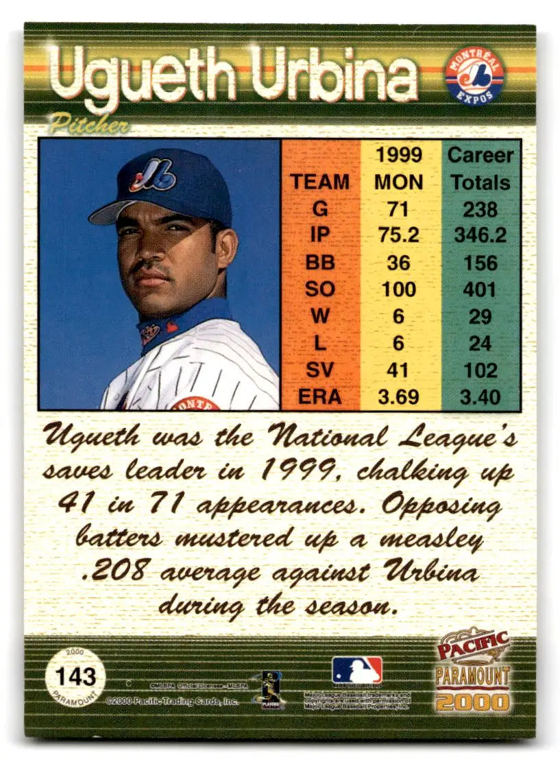 2000 Pacific Paramount #143 Ugueth Urbina - Baseball Card Single