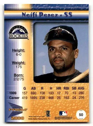 2000 Pacific Prism #50 Neifi Perez Colorado Rockies Baseball Cards N ID:64348 - Baseball Card Single
