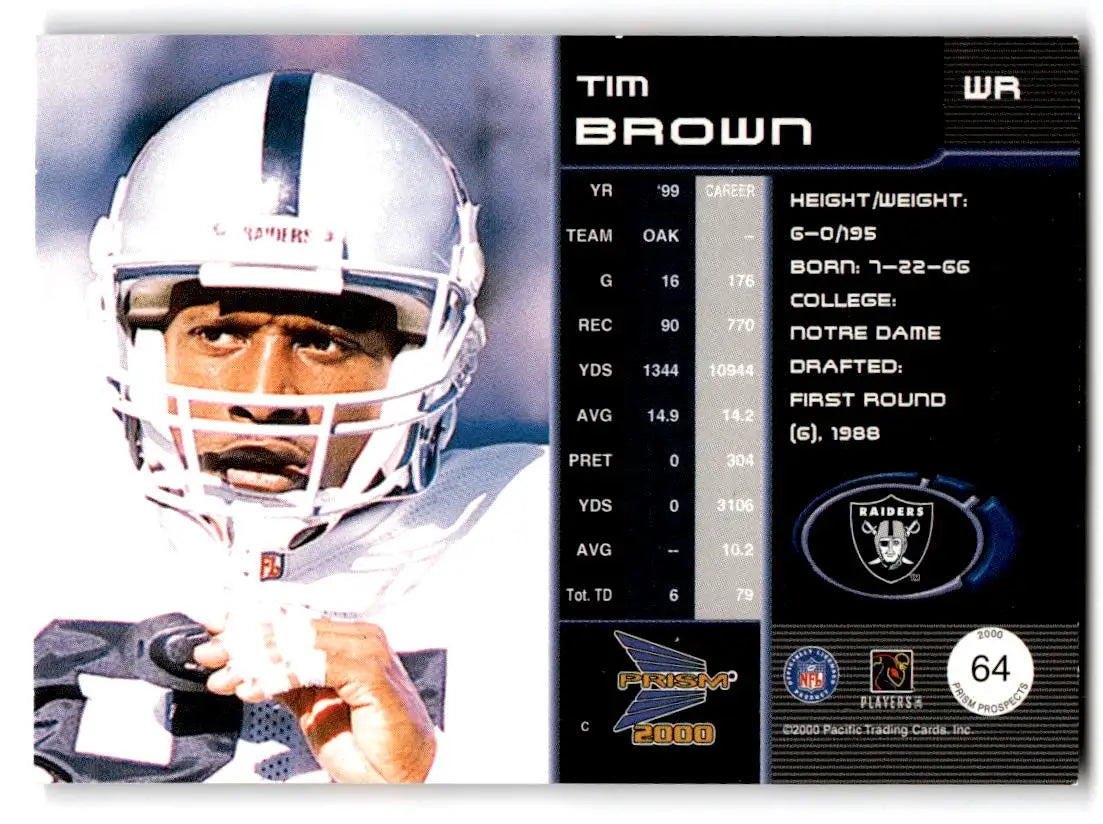 2000 Pacific Prism Prospects #64 Tim Brown - Football Card Single
