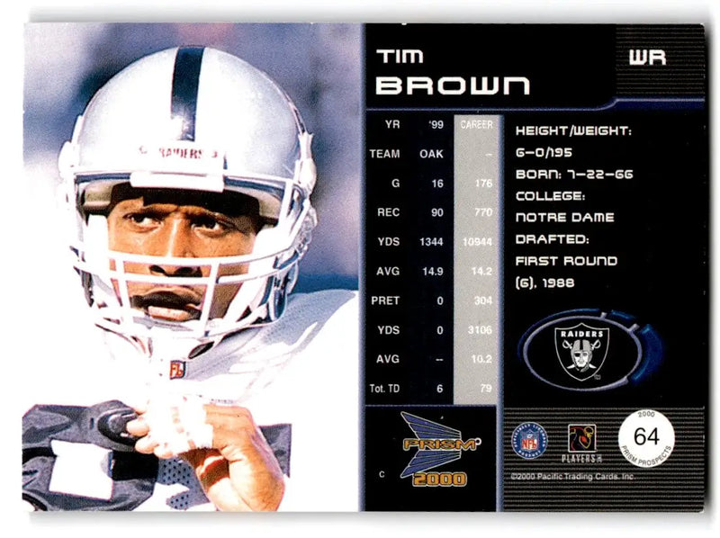 2000 Pacific Prism Prospects #64 Tim Brown - Football Card Single