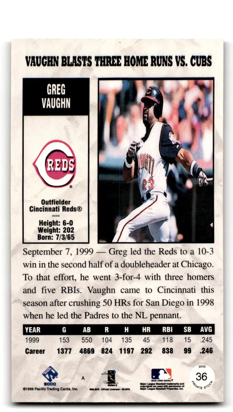 2000 Pacific Private Stock #36 Greg Vaughn - Baseball Card Single