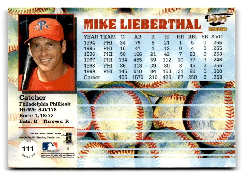 2000 Pacific Revolution #111 Mike Lieberthal - Baseball Card Single
