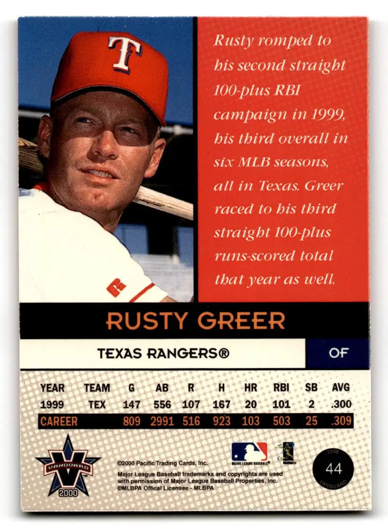 2000 Pacific Vanguard #44 Rusty Greer - Baseball Card Single