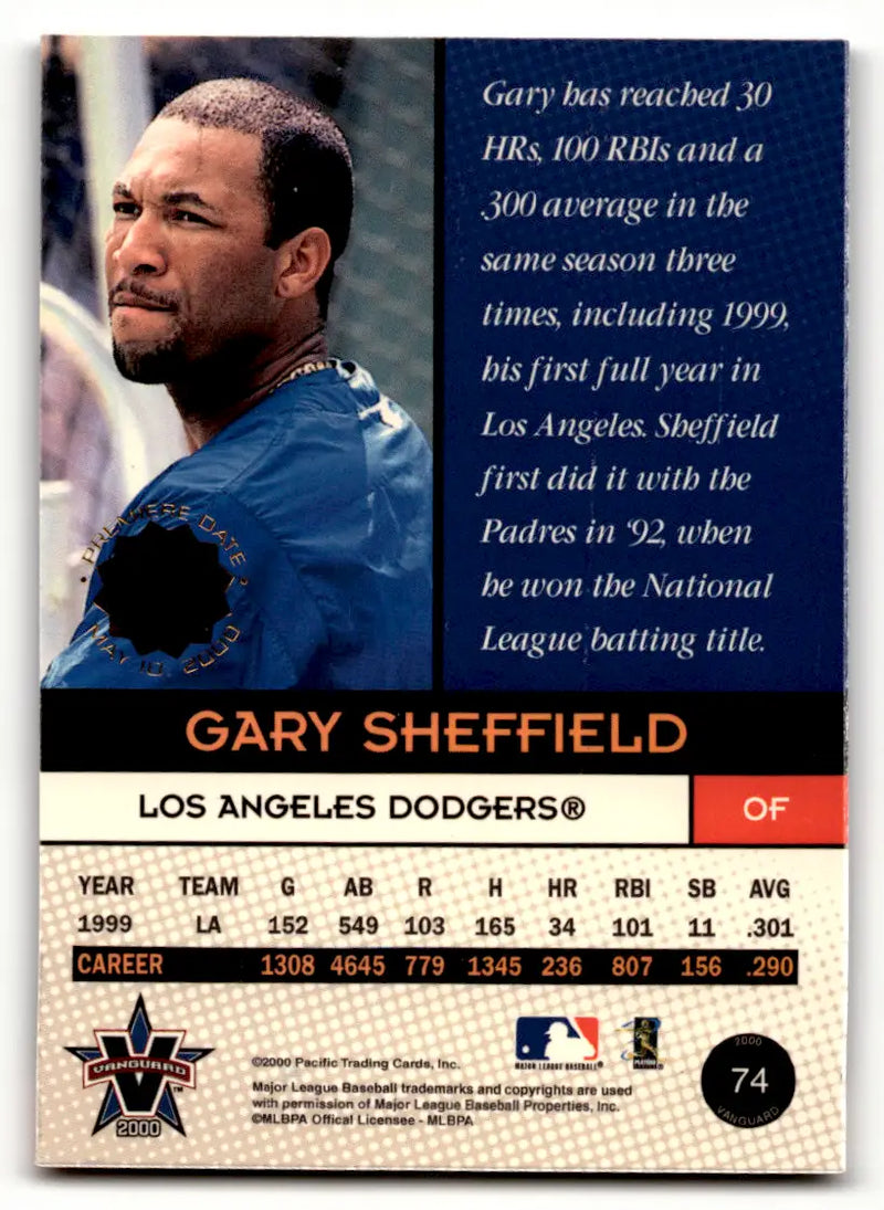 2000 Pacific Vanguard Premiere Date #73 Gary Sheffield #110/135 Dodgers Baseball - Baseball Card Single