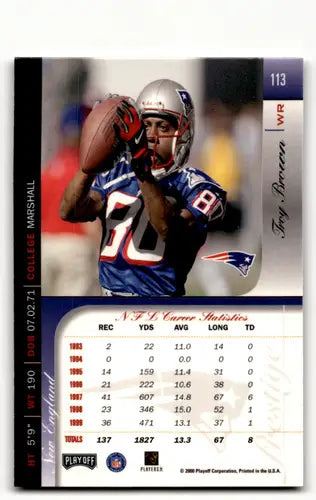 2000 Playoff Prestige #113 Troy Brown NM Near Mint ID:61623 - Football Card Single