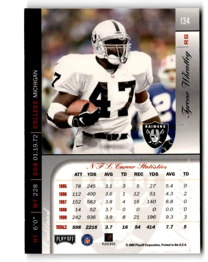 2000 Playoff Prestige #134 Tyrone Wheatley - Football Card Single