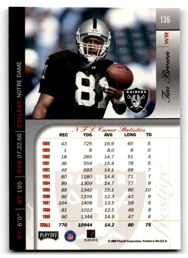 2000 Playoff Prestige #136 Tim Brown - Football Card Single