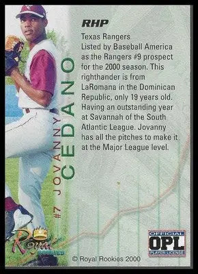 2000 Royal Rookies Futures Autographs #7 Jovanny Cedeno - Baseball Card Single