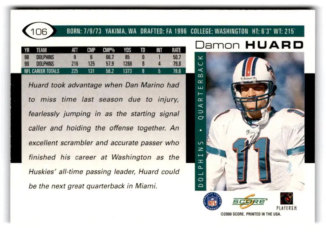 2000 Score #106 Damon Huard - Football Card Single