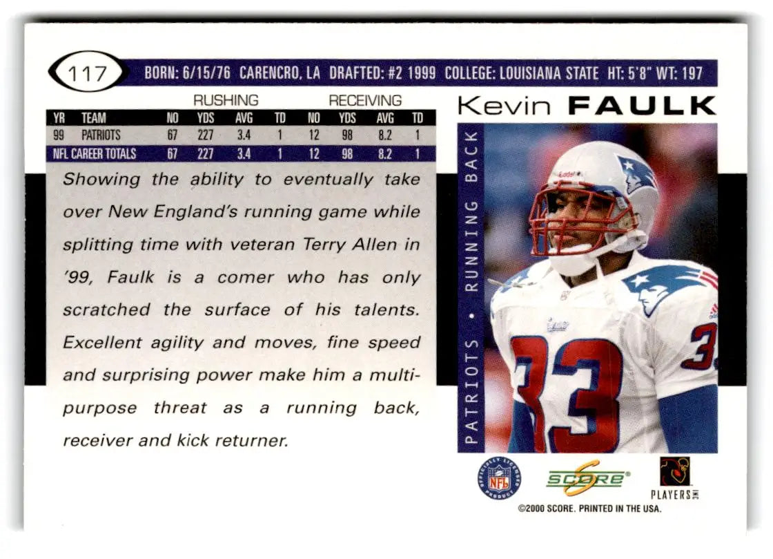 2000 Score #117 Kevin Faulk - Football Card Single