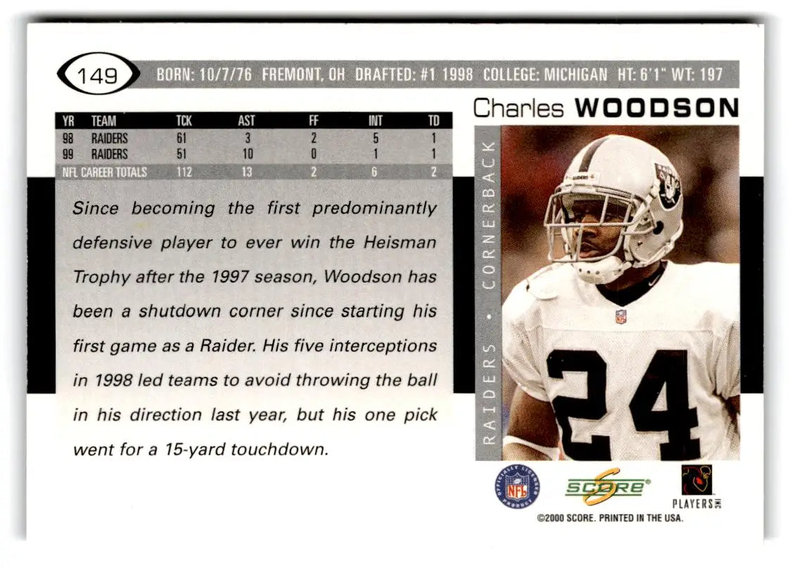 2000 Score #149 Charles Woodson - Football Card Single
