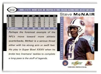 2000 Score #202 Steve McNair - Football Card Single