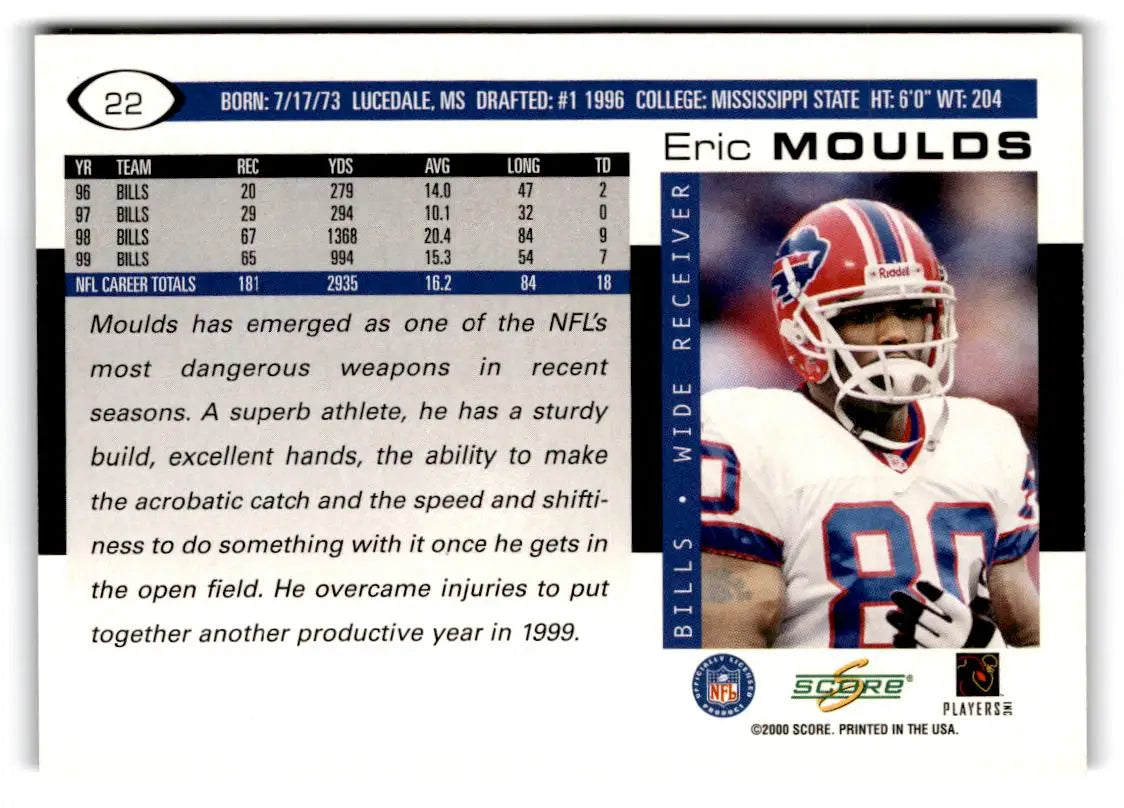 2000 Score #22 Eric Moulds - Football Card Single