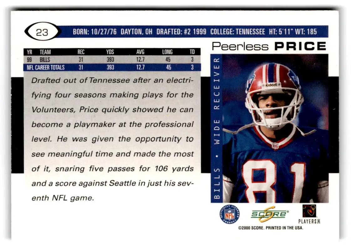 2000 Score #23 Peerless Price - Football Card Single