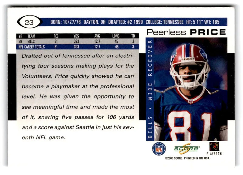 2000 Score #23 Peerless Price - Football Card Single