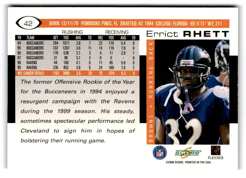 2000 Score #42 Errict Rhett - Football Card Single