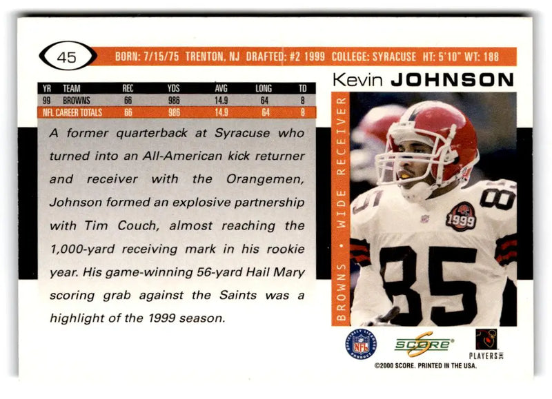 2000 Score #45 Kevin Johnson - Football Card Single