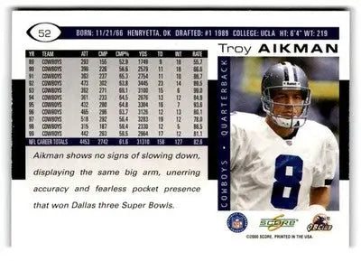 2000 Score #52 Troy Aikman - Football Card Single