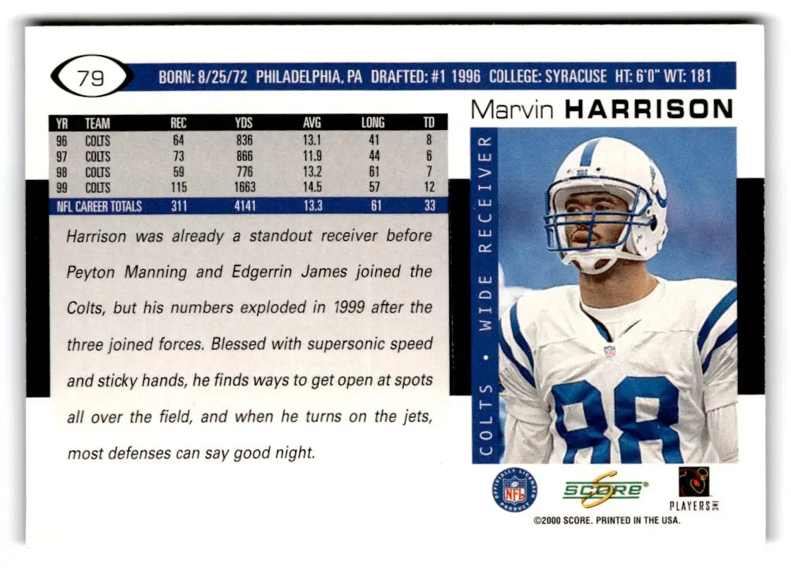 2000 Score #79 Marvin Harrison - Football Card Single