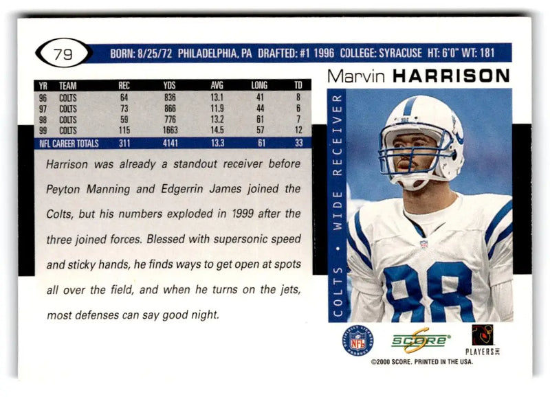 2000 Score #79 Marvin Harrison - Football Card Single