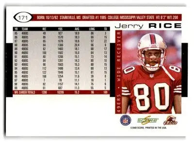 2000 Score Football Jerry Rice #171 San Francisco 49ers - Football Card Single