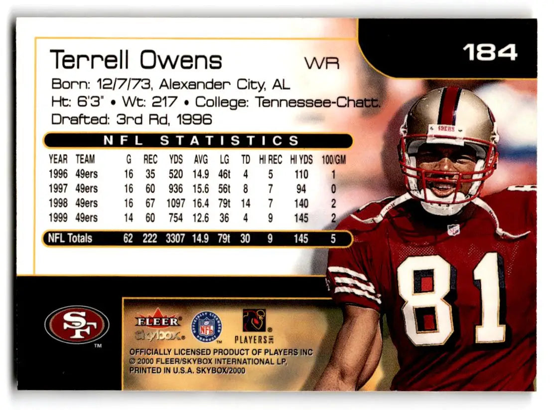 2000 SkyBox #184 Terrell Owens - Football Card Single