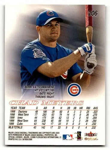 2000 Skybox #206 Chad Meyers Chicago Cubs Baseball Cards EX/NM ID:64368 - Baseball Card Single