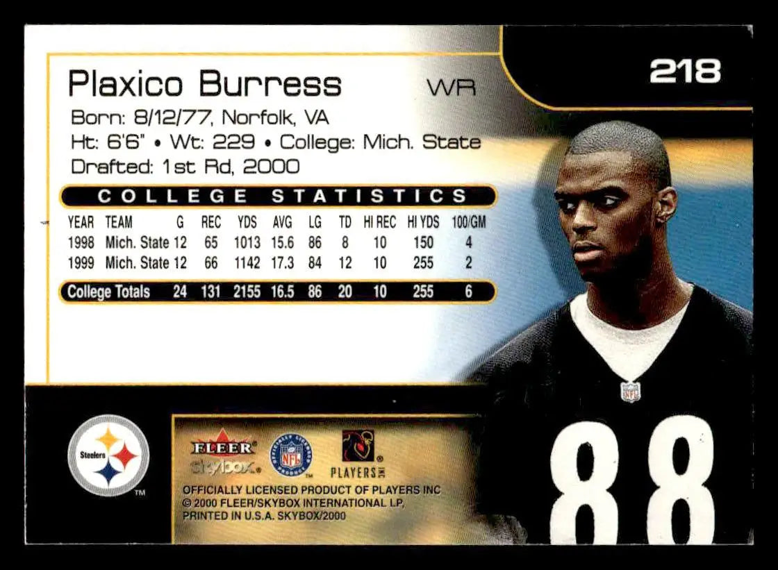 2000 SkyBox #214 SRb Plaxico Burress - Football Card Single